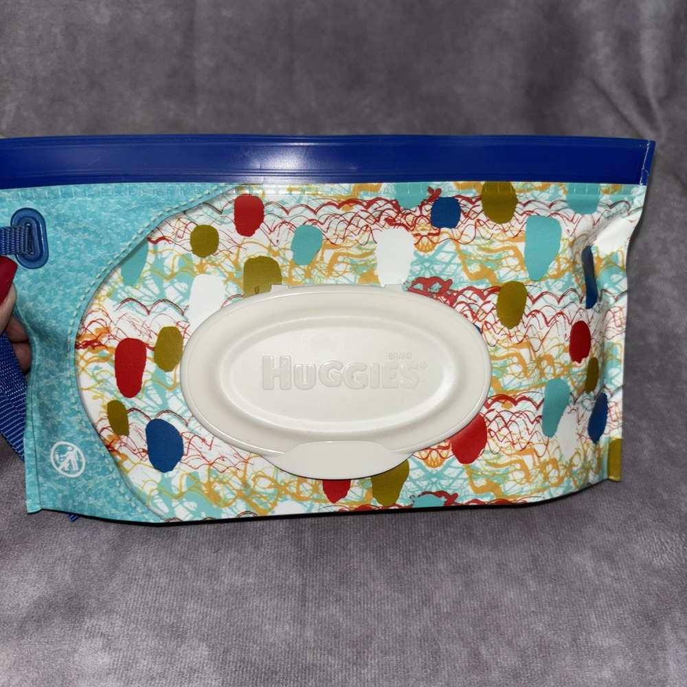 Huggies Travel Pouch Container With Strap Blue Print Empty Collectable